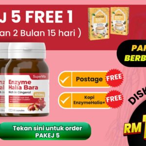 Pakej 5 Halia Bara (5 Botol + 2 Free Kopi Enzymehalia)